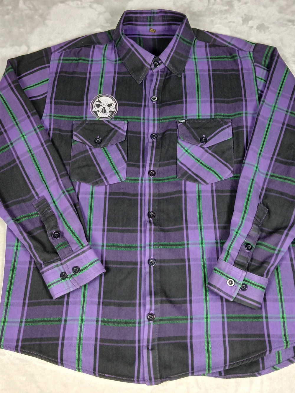 Demons Behind Me Flannel Shirt XL Men's DBM Plaid Purple